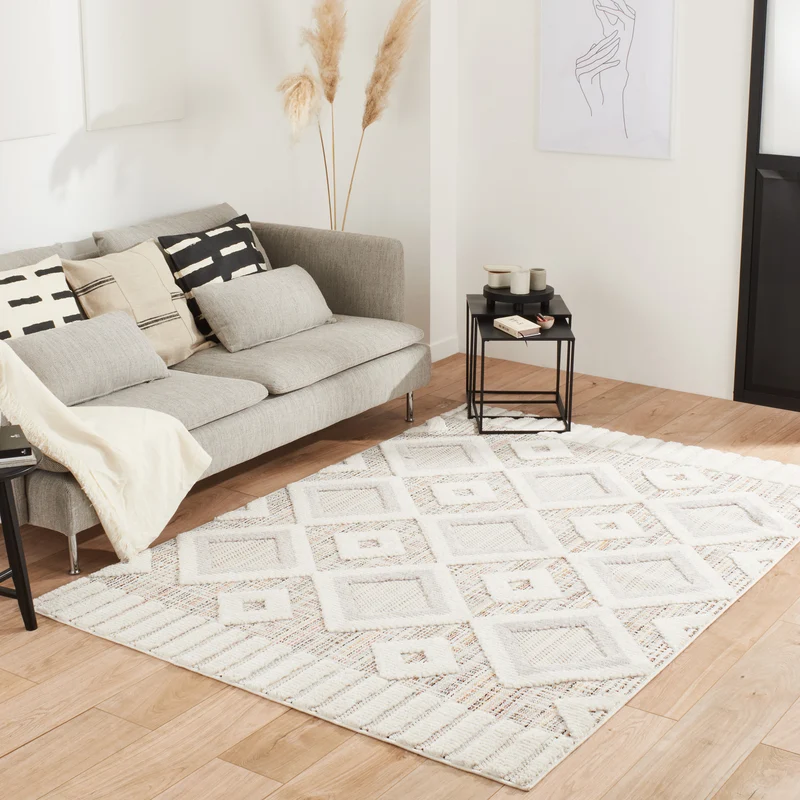 NALA - Tapis géométriques à reliefs gris - NAL651GRI