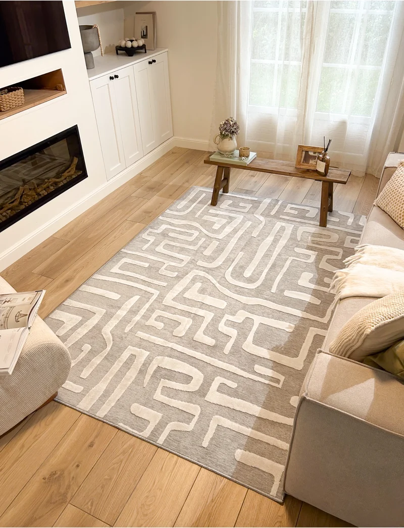 GARDEN - Tapis d'intérieur et extérieur gris à motifs lignes abstraites blanches - GAR951GRI