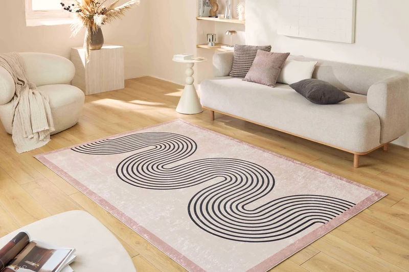 GREGE - Tapis lavable en machine à motif vague - GR762BEI