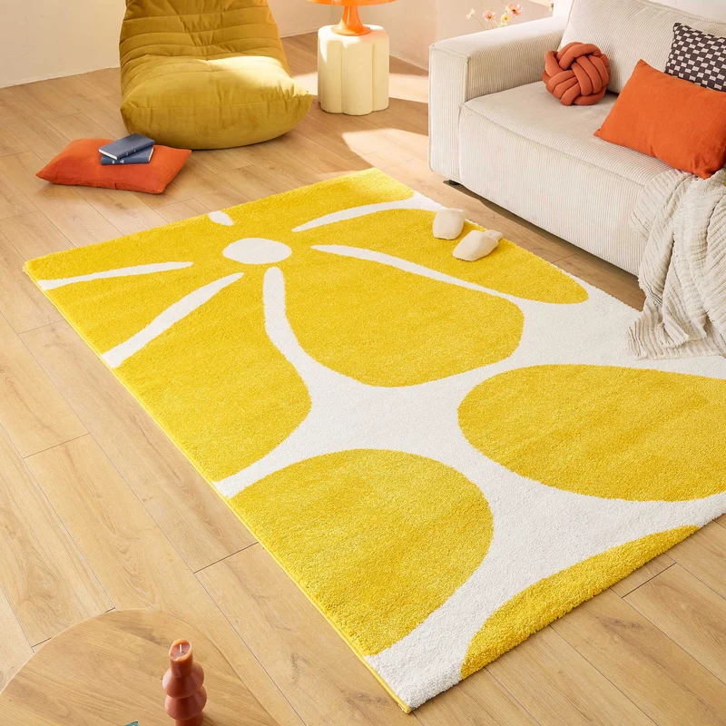 GROOVY - Tapis salon vintage année 70 jaune - GRO385JAU