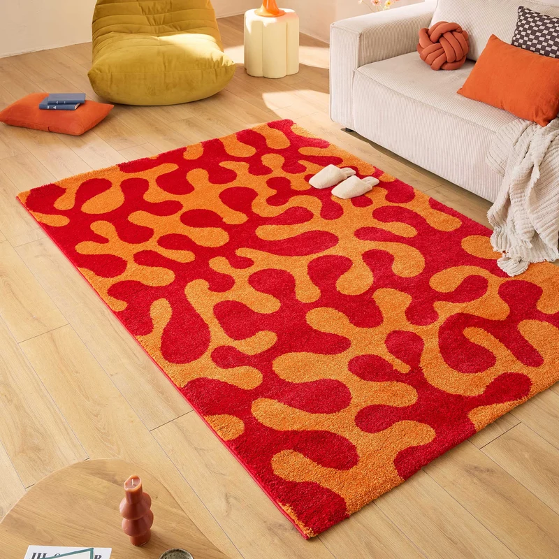 GROOVY - Tapis salon vintage rouge - GRO384ROU