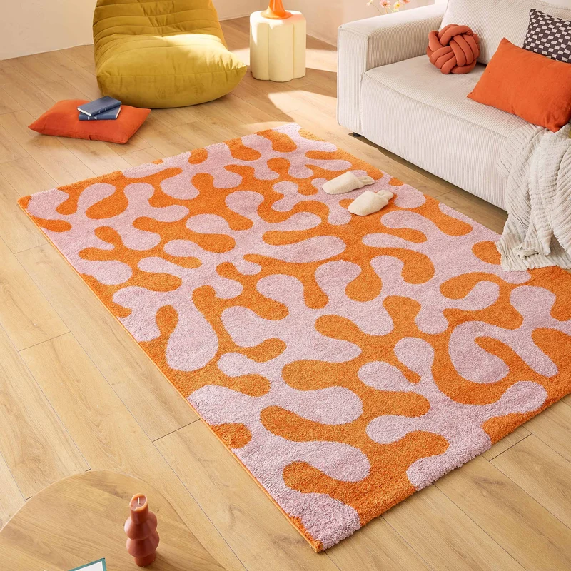 GROOVY - Tapis salon vintage rose - GRO384ROS