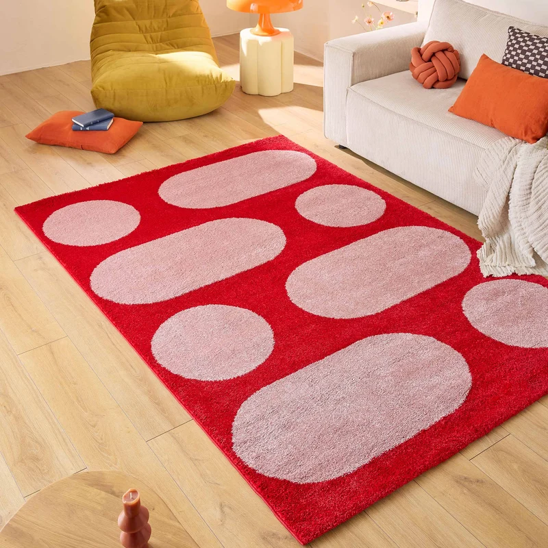 GROOVY - Tapis rétro style année 70 rouge - GRO381ROU