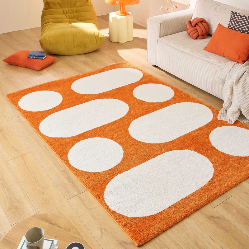 GROOVY - Tapis rétro style année 70 orange - GRO381ORA