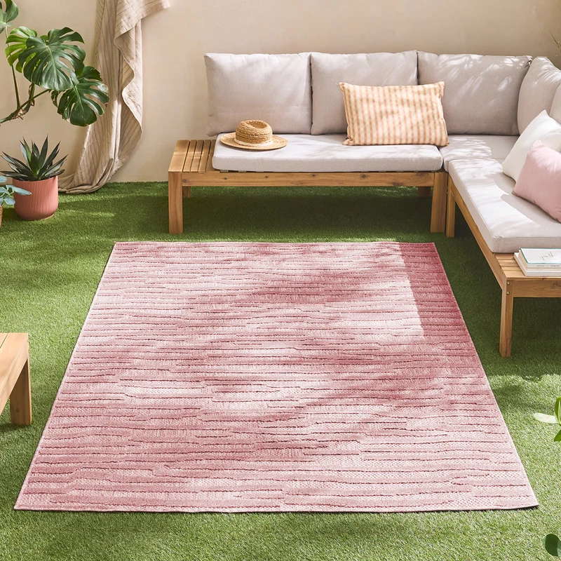 SANTORINI - Tapis d'intérieur et d'extérieur à motifs rose - SAN990ROS