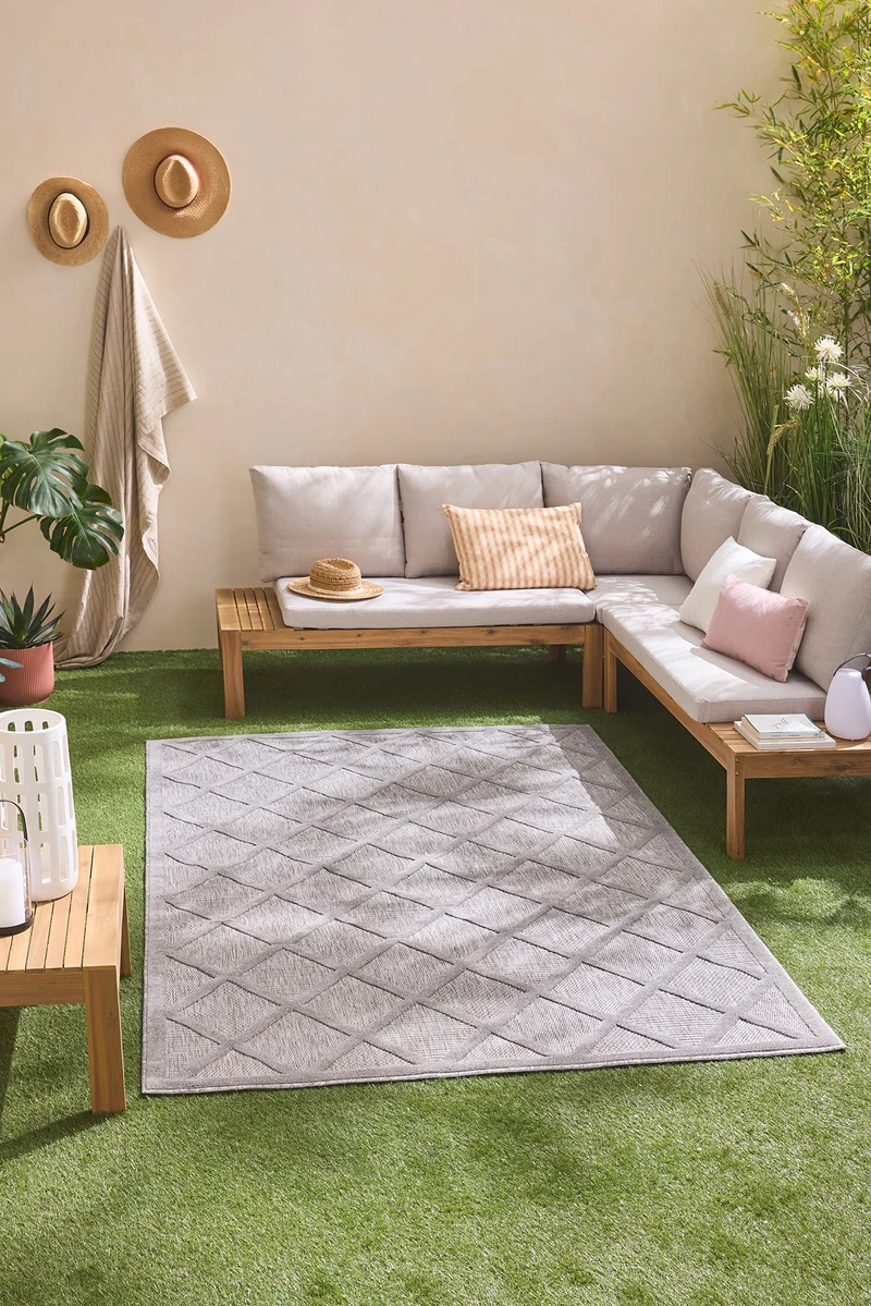 SANTORINI - Tapis d'intérieur et d'extérieur à motifs losanges gris - SAN991GRI