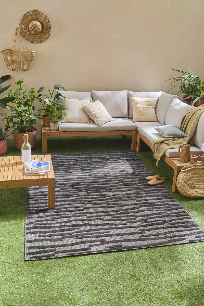 SANTORINI - Tapis d'intérieur et d'extérieur à motifs noir - SAN990NOI