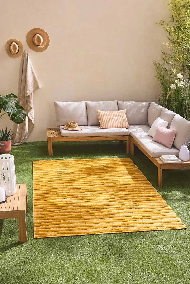 SANTORINI - Tapis d'intérieur et d'extérieur à motifs jaune - SAN990JAU