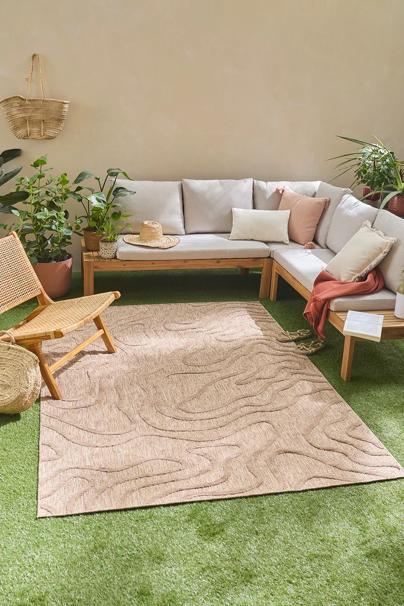 SANTORINI - Tapis d'intérieur et extérieur au motif abstrait beige - SAN988BEI