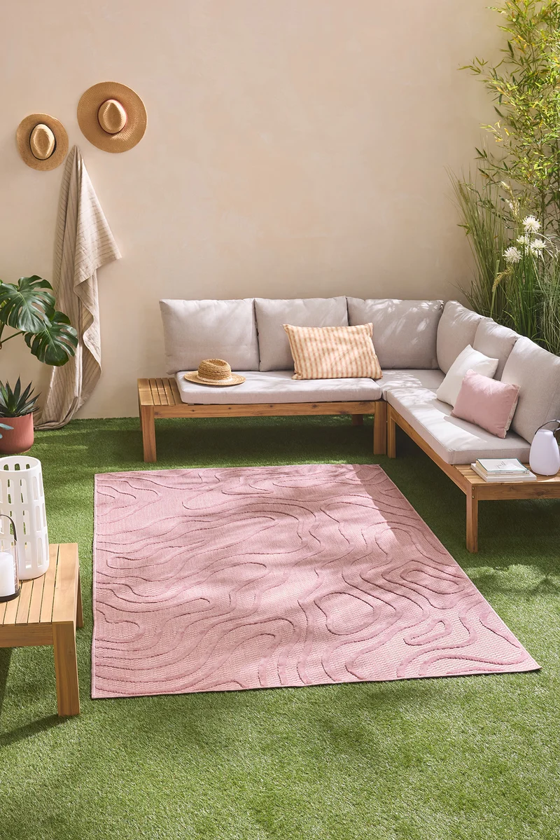 SANTORINI - Tapis d'intérieur et extérieur au motif abstrait rose - SAN988ROS