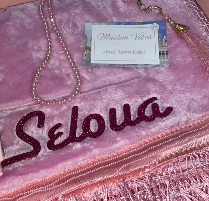 Tapis en velours épais rose dragée - personnalisé