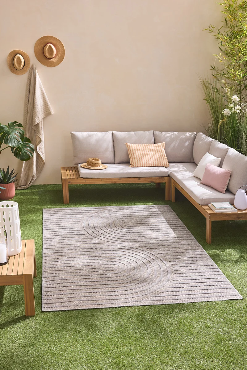 SANTORINI - Tapis d'intérieur et extérieur motifs arcs symétriques gris - SAN986GRI
