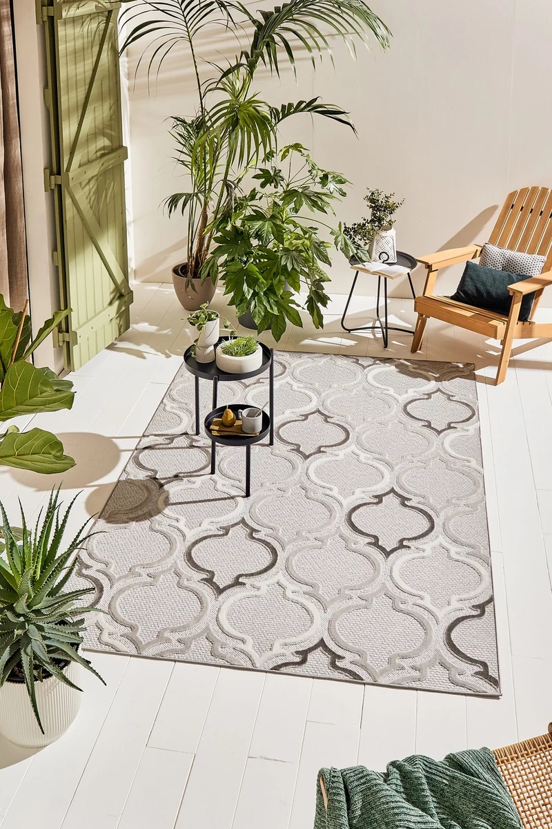 Tapis intérieur extérieur motif pique gris : LOO329GRI
