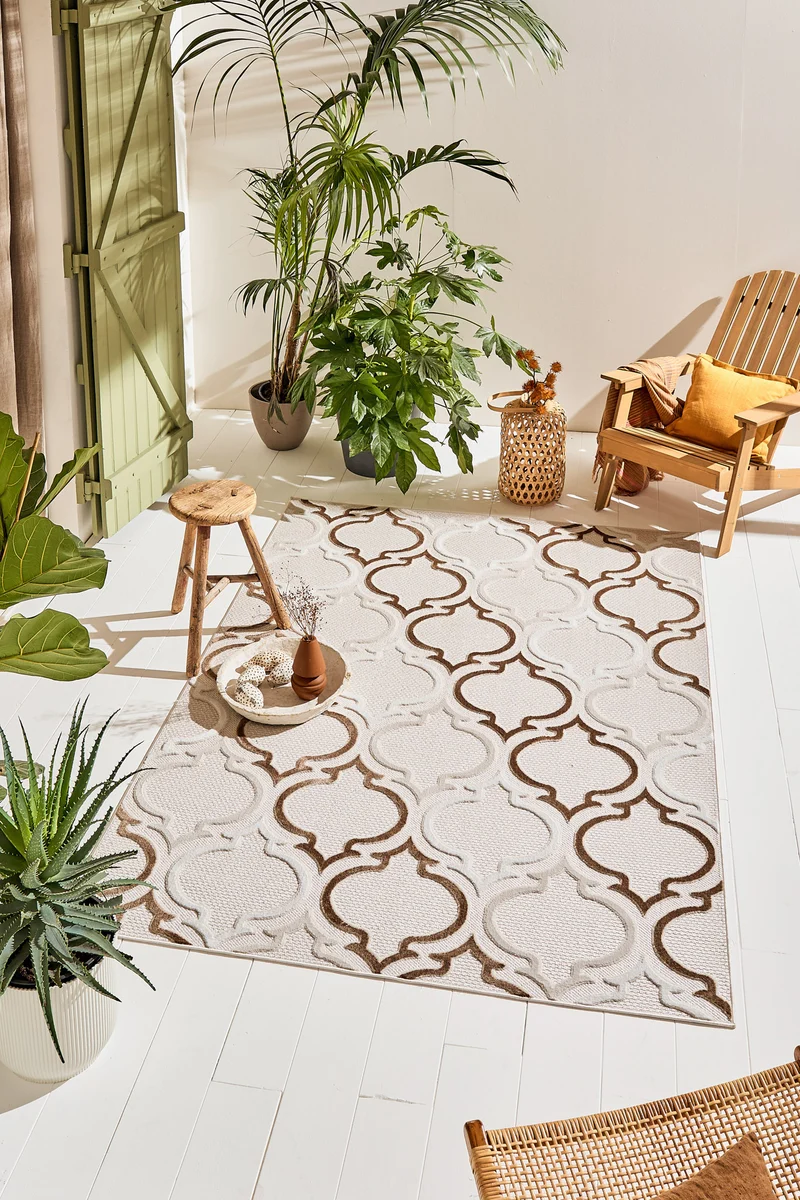 Tapis intérieur extérieur motif pique beige : LOO329BEI