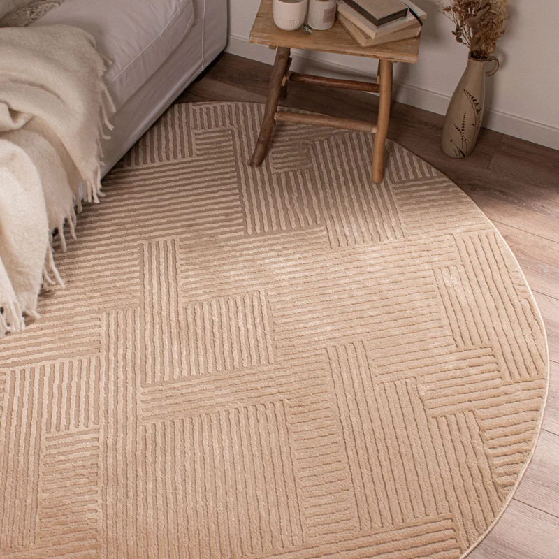 BIANCA - Tapis rond salon moderne beige - BIA160BEI