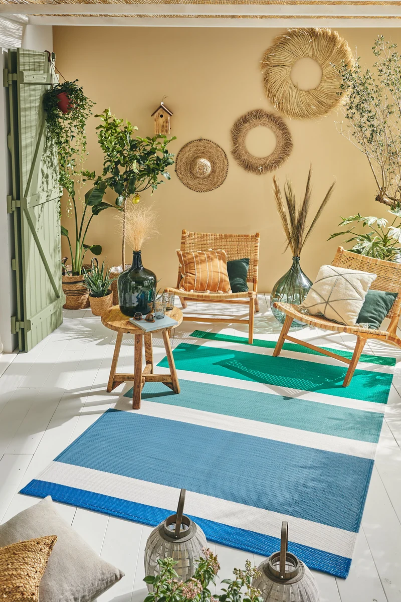 CAPRI - Tapis de jardin vert à lignes dégradées - CAP1744VER