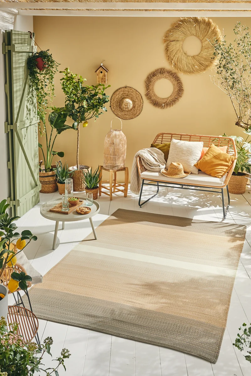 CAPRI - Tapis de jardin beige à lignes dégradées - CAP1744BEI