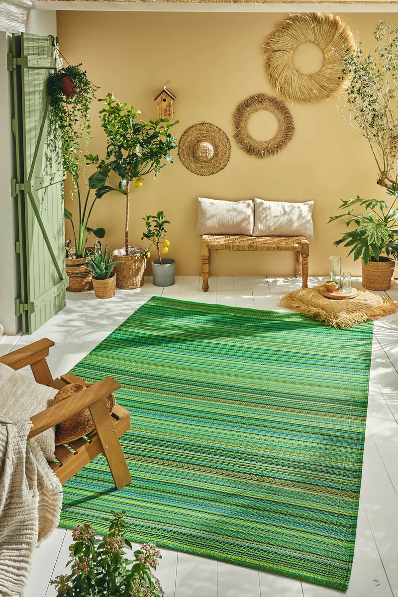 CAPRI - Tapis de jardin vert à rayures dégradées - CAP1746VER