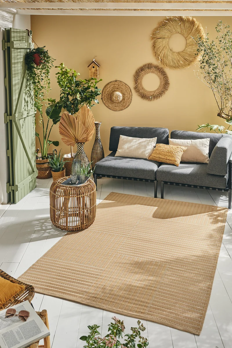 CAPRI - Tapis d'extérieur beige à motifs géométriques - CAP1745BEI