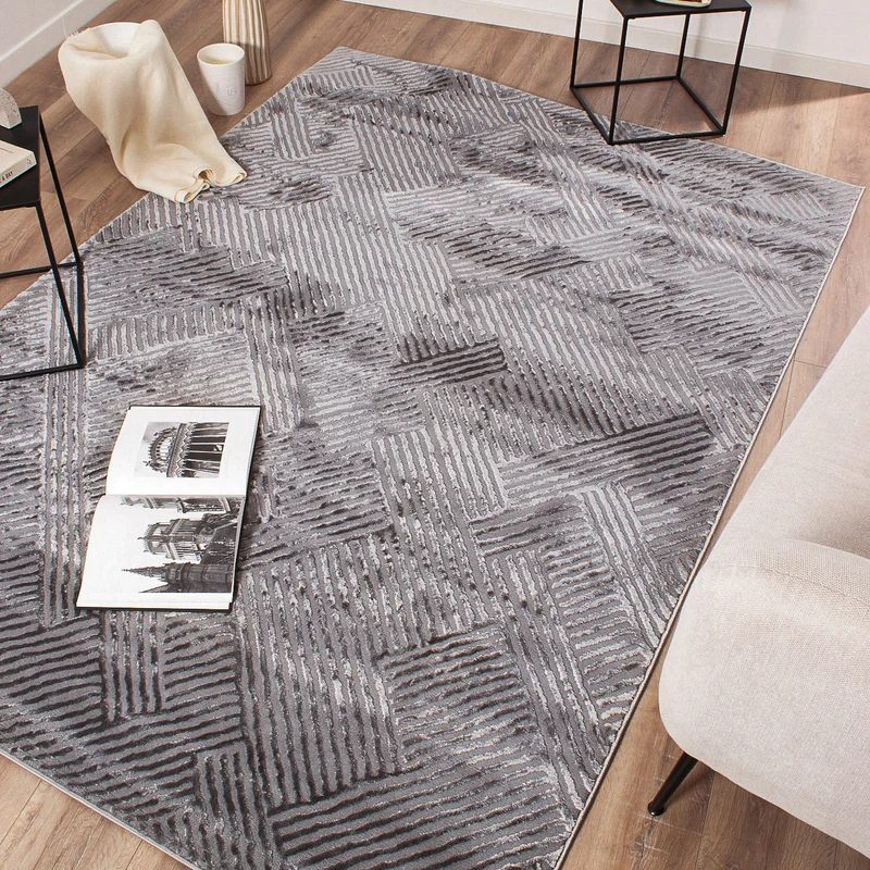 BIANCA - Tapis salon moderne gris - BIA160GRI