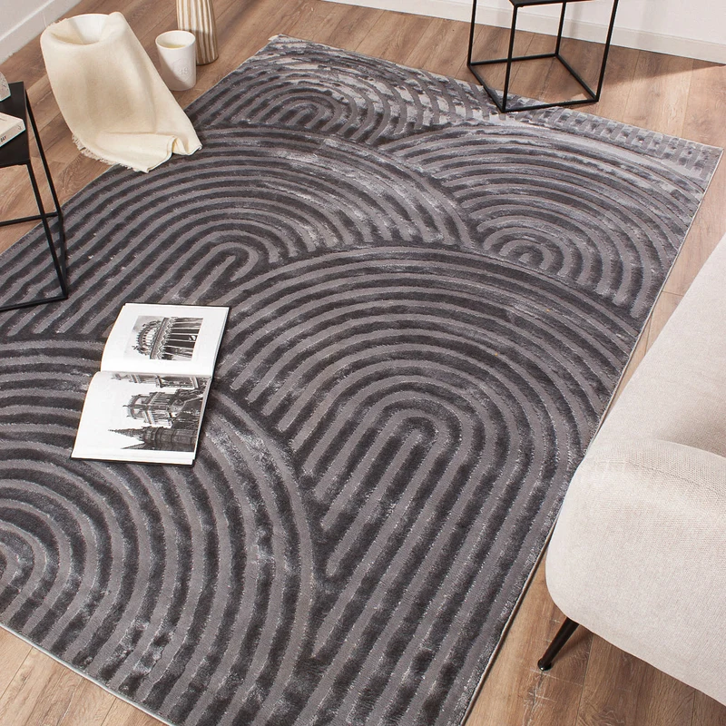 BIANCA - Tapis moderne gris motif arc-en-ciel - BIA157GRI