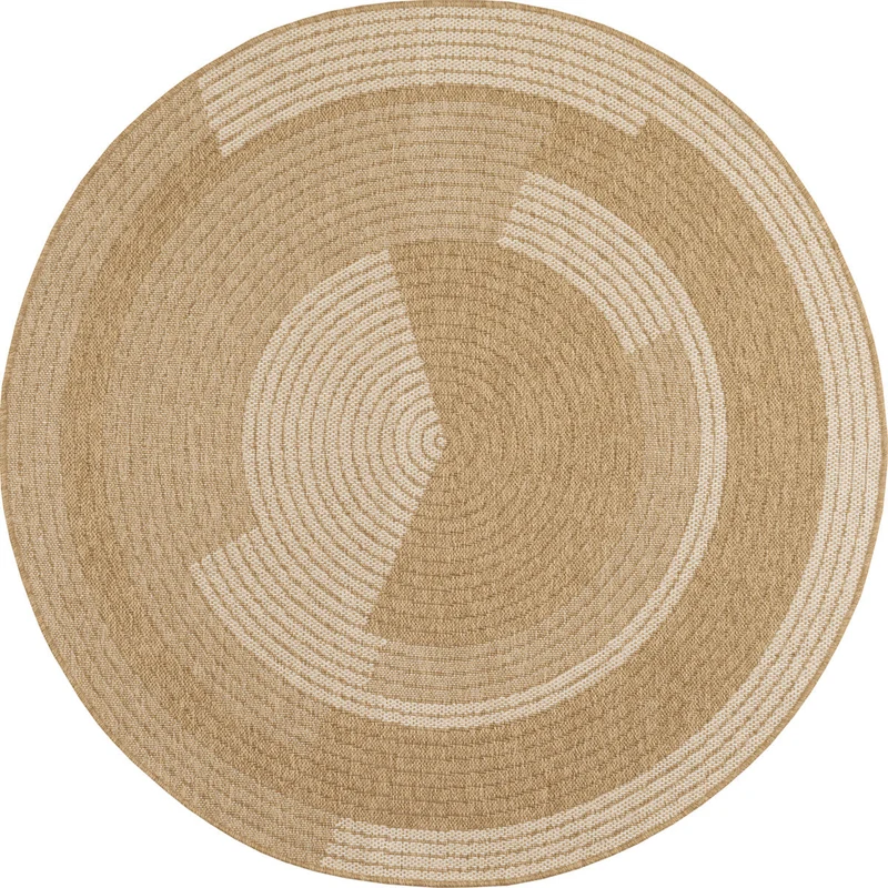 NATURE - Tapis rond aspect jute naturel à motif blanc - NAT8865BLA