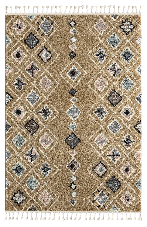 DELYA - Tapis salon ethnique jaune moutarde - DEL3144JAU