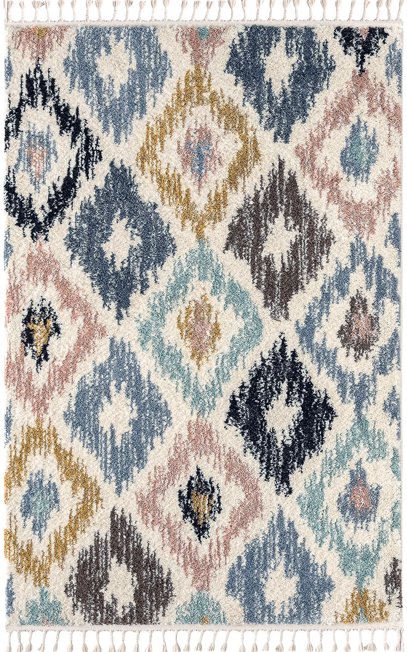 DELYA - Tapis berbère à motifs losanges multicolores – DEL3094MUL