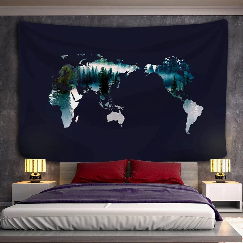 Tapis mural paysage planisphère