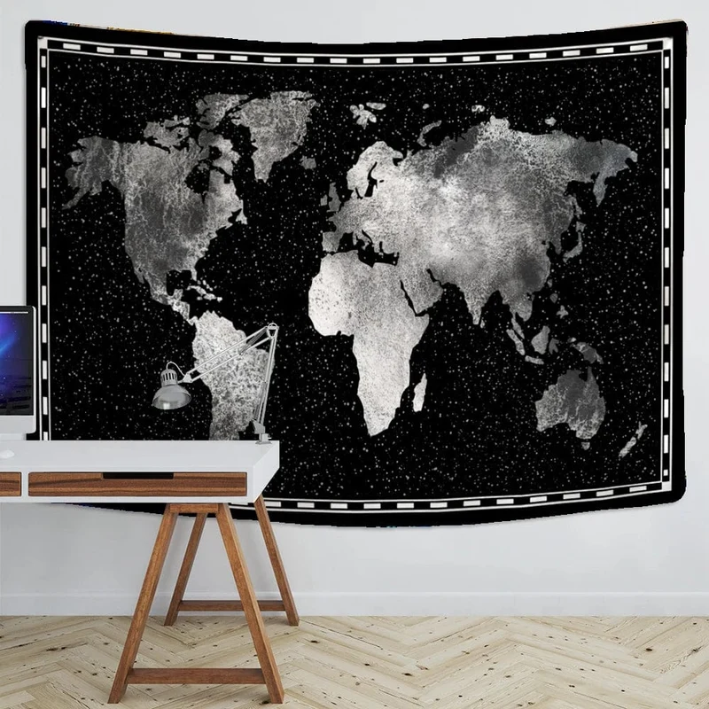 Tapis mural globe noir & blanc