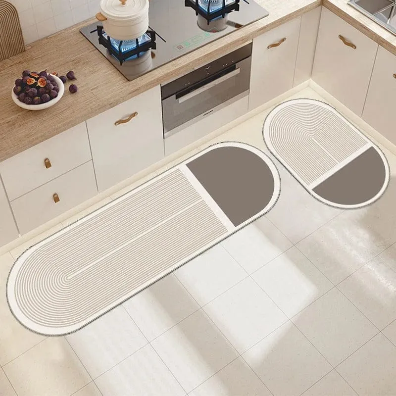 Tapis diatomite gris arrondi