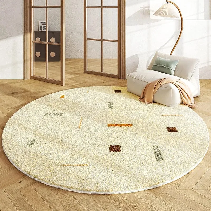 Tapis rond beige et coloré