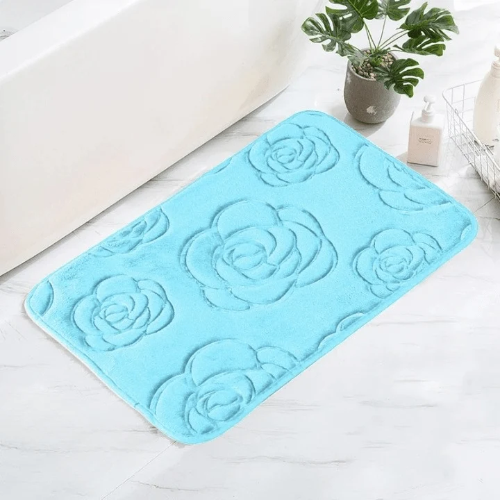 Tapis salle de bain bleu ciel