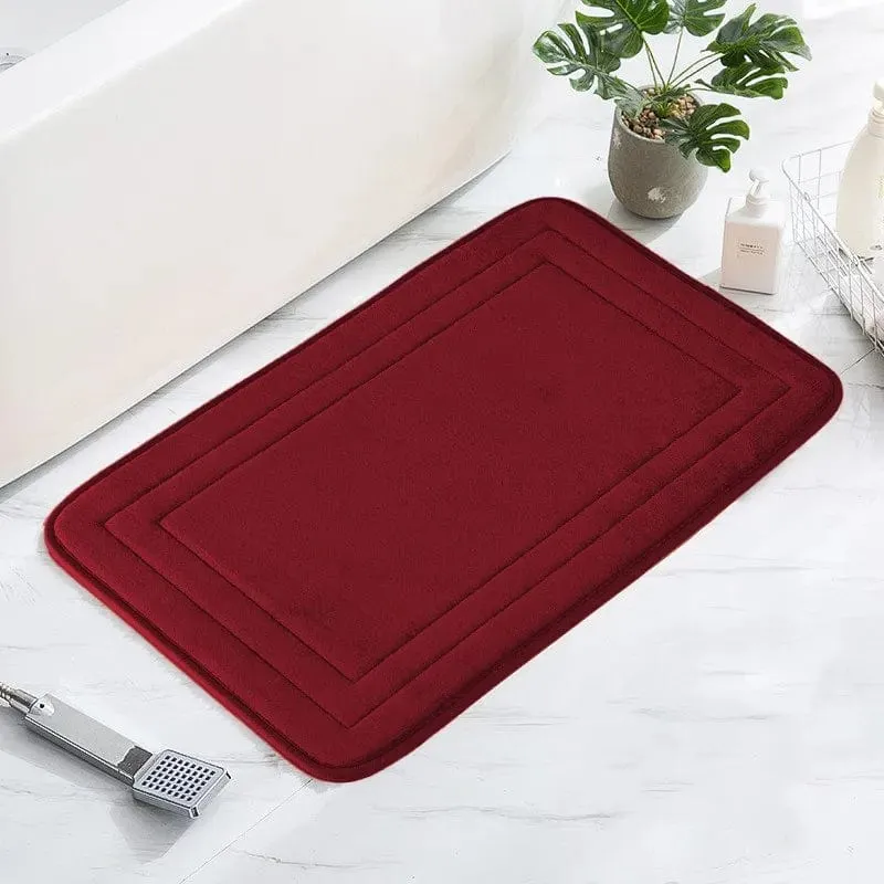 Tapis de bain rouge bordeaux