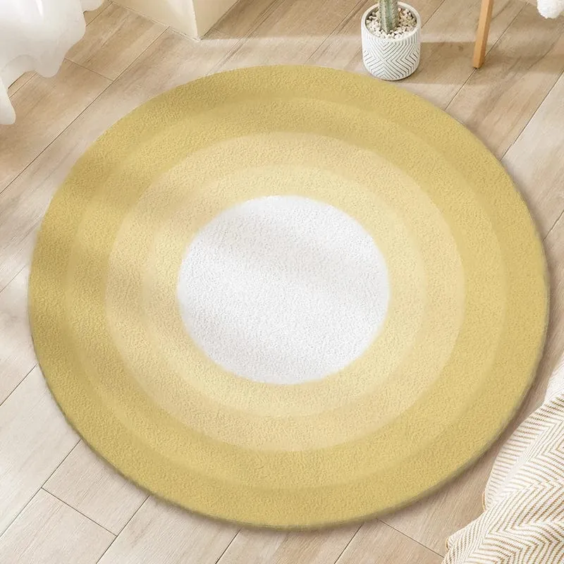 Tapis rond jaune moutarde