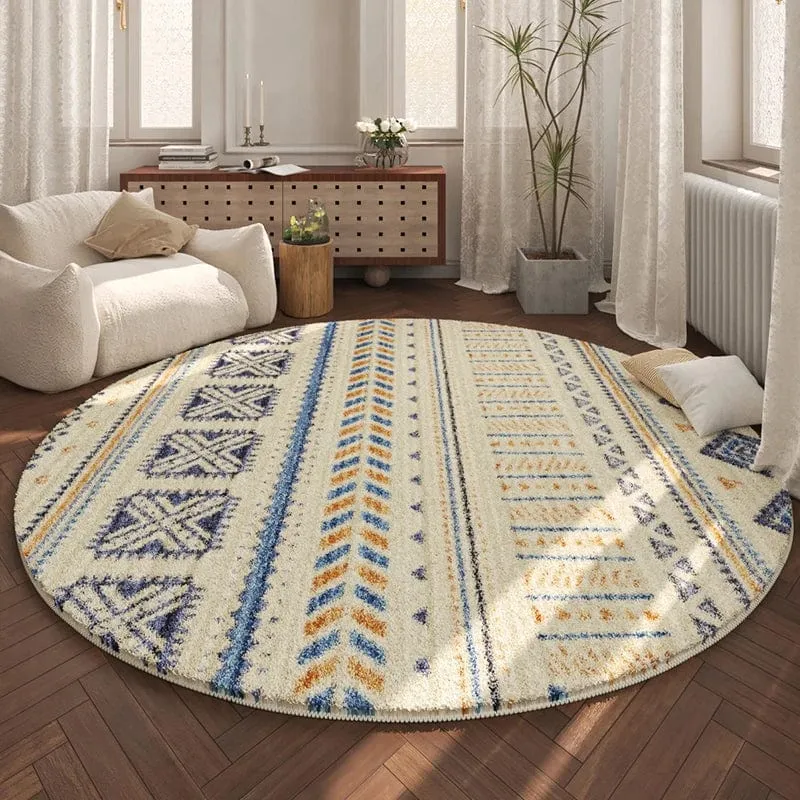 Tapis rond tribal bicolore