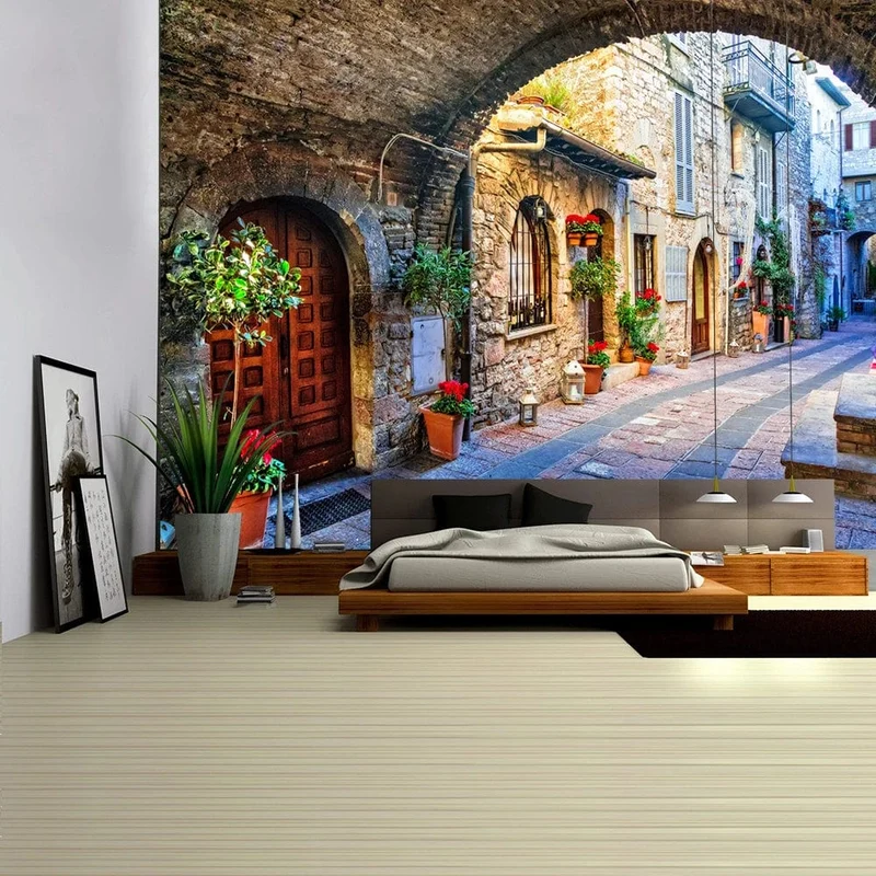 Tapis mural ruelle pavée