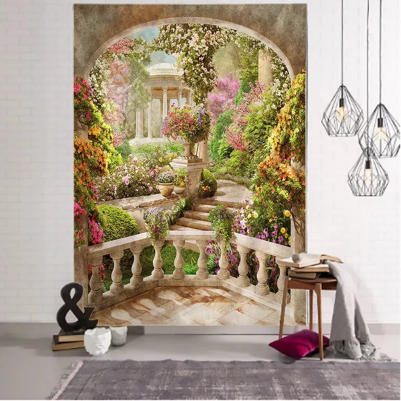 Tapis mural balcon fleuri