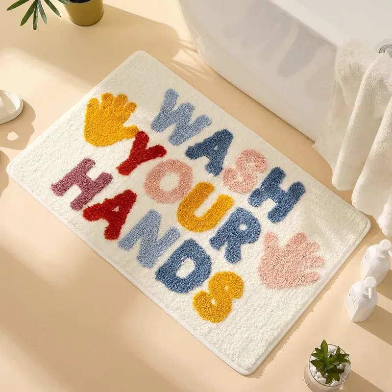 Tapis de bain mains propres