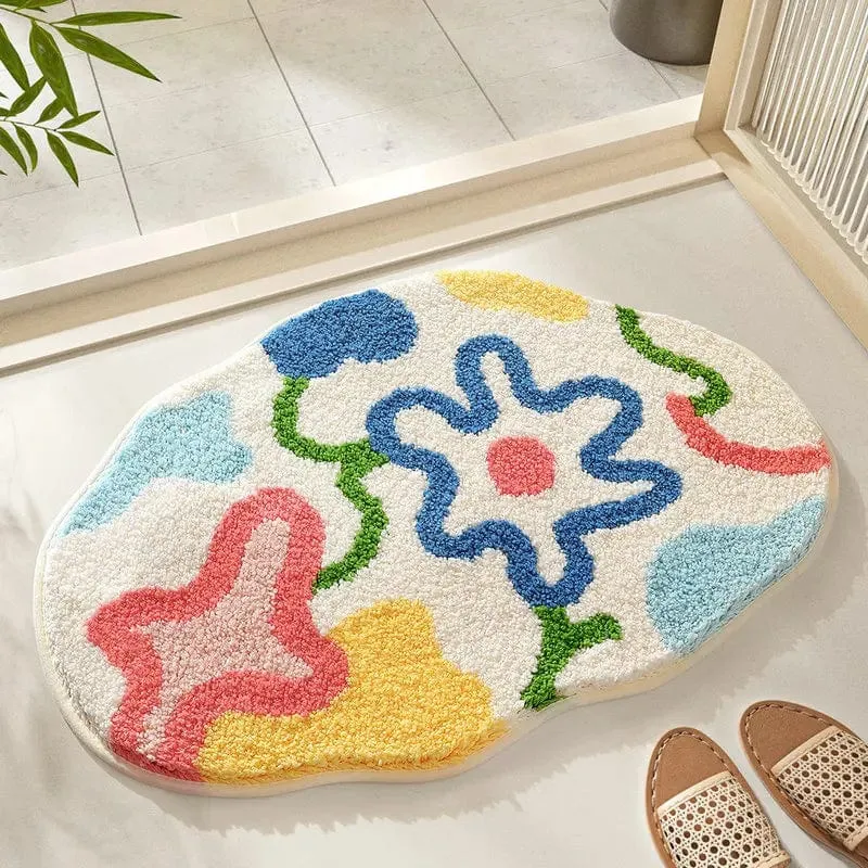 Tapis de bain fleuri