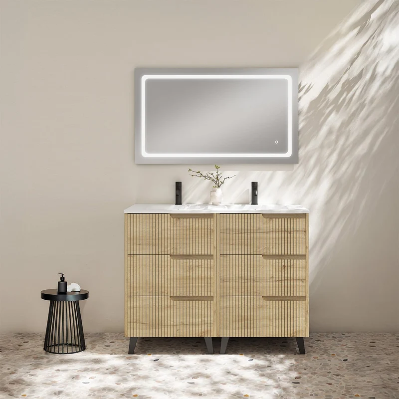 Ensemble meuble de salle de bain et double lavabo Ezio