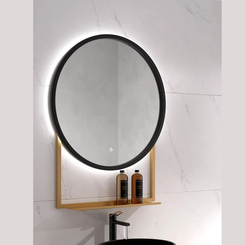 Support en métal avec étagère pour miroir