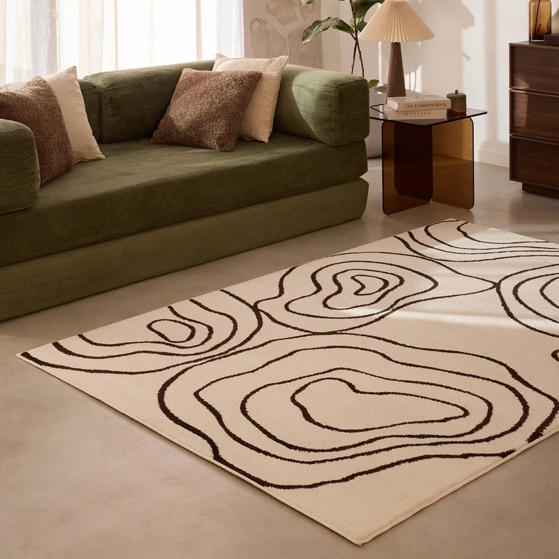 SANTAL - Tapis abstrait crème à lignes organiques - SAN684CRE
