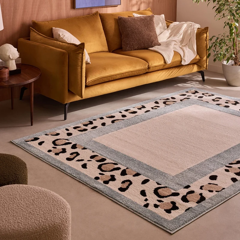 LEOVAH - Tapis intérieur bleu léopard - LEO521BLE
