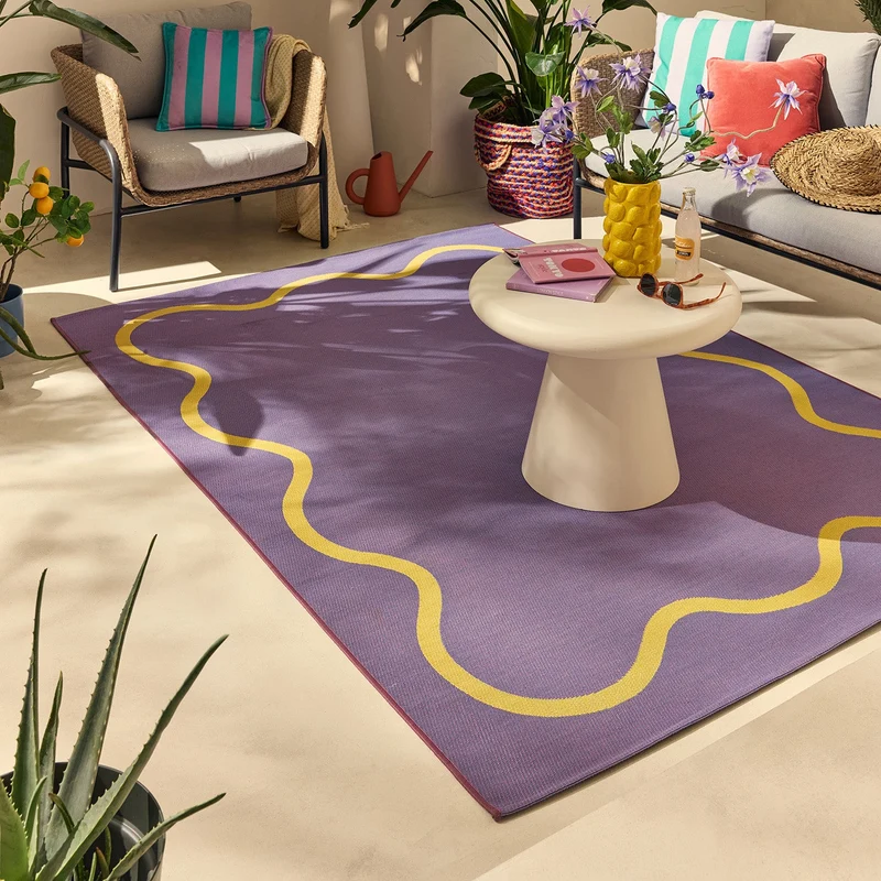 POSITANO - Tapis de terrasse violet à motif ondulé - POS704VIO