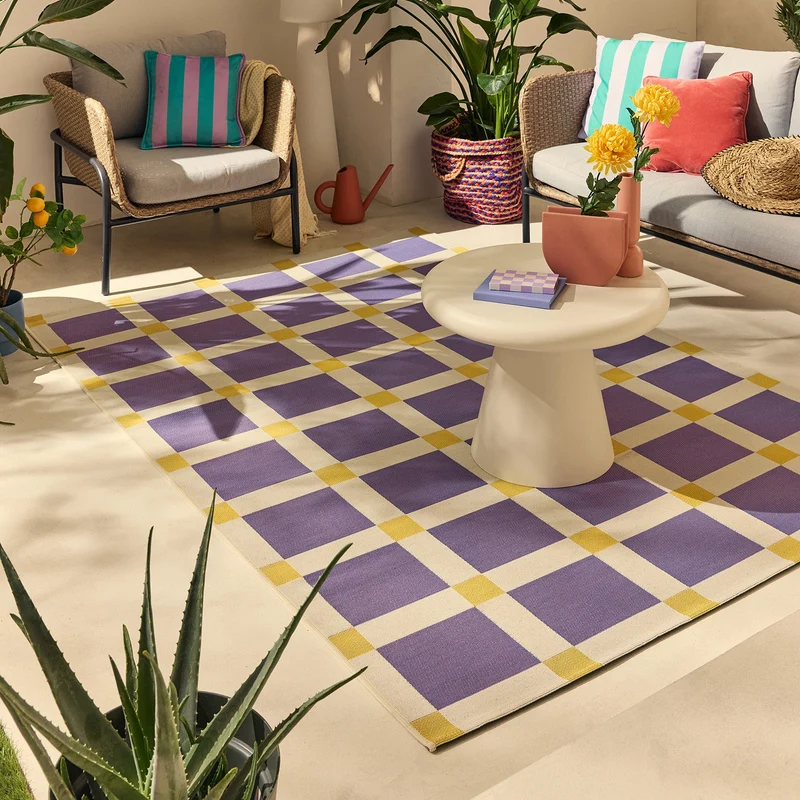 POSITANO - Tapis de terrasse violet à carreaux - POS703VIO
