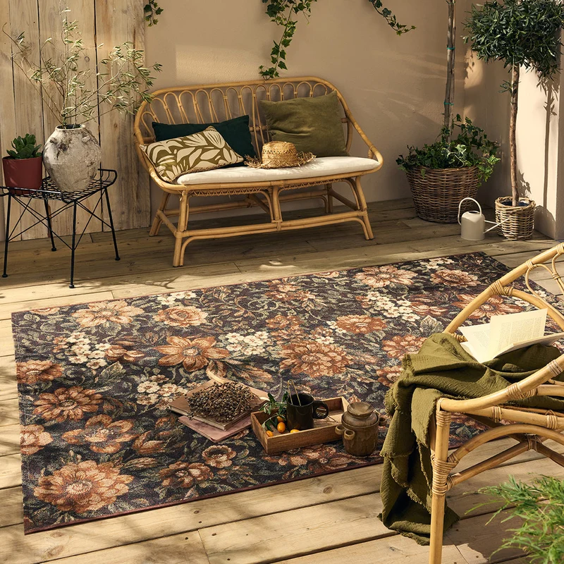 LIDO - Tapis d'extérieur élégant à motif fleuri multicolore - LID708MUL