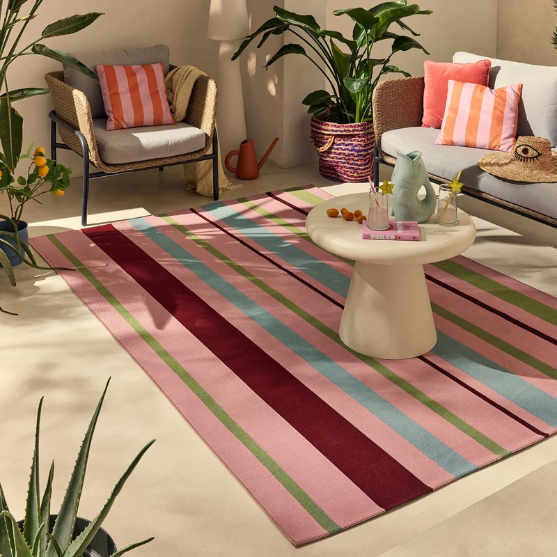 AZUR - Tapis rose pour terrasse et jardin - AZU701ROS