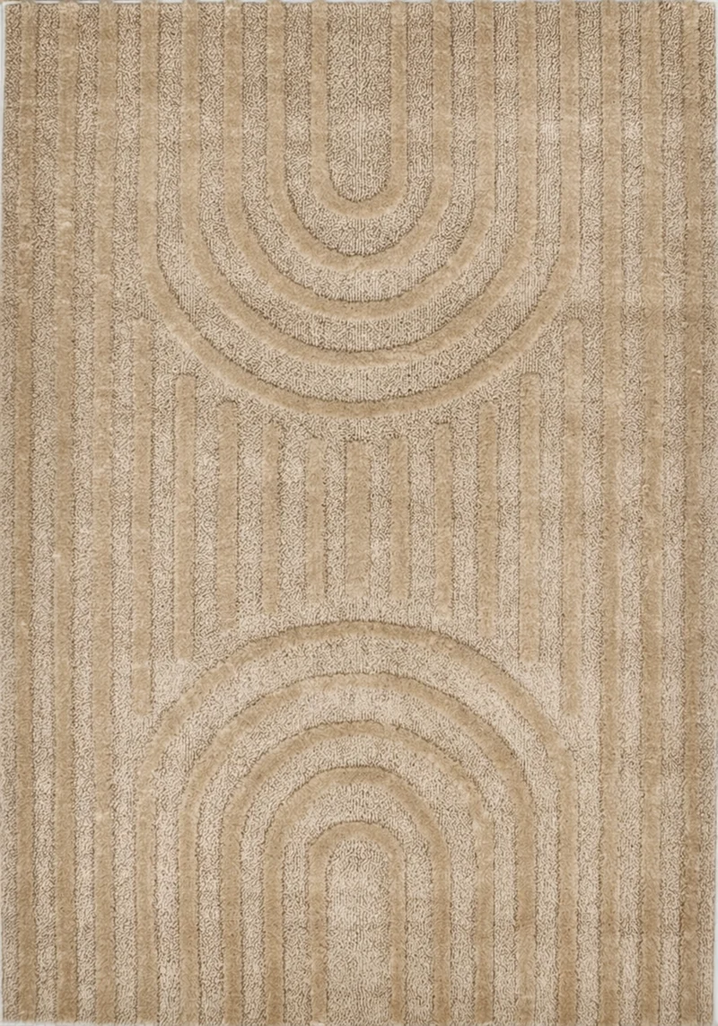 HARMONIE - Tapis de salon beige à motifs arcs-en-ciel - HAR916BEI