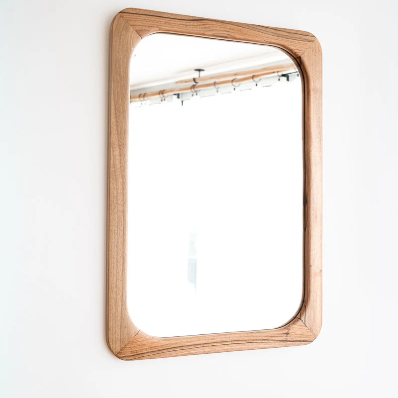 Miroir mural rectangulaire en bois de noyer massif – 78x55cm